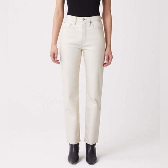 Agolde Recycled Leather 90's Pinch Waist Pants In Powder Size 30 NWT - Picture 1 of 15